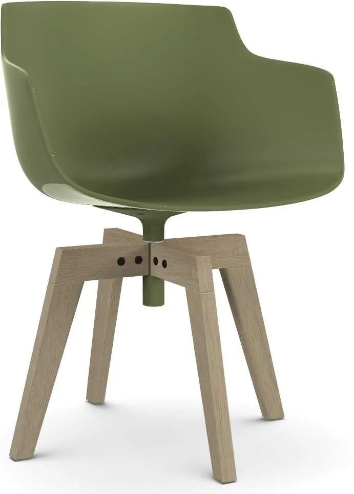 MDF Italia Flow Slim Color Oak stoel gebleekt groen