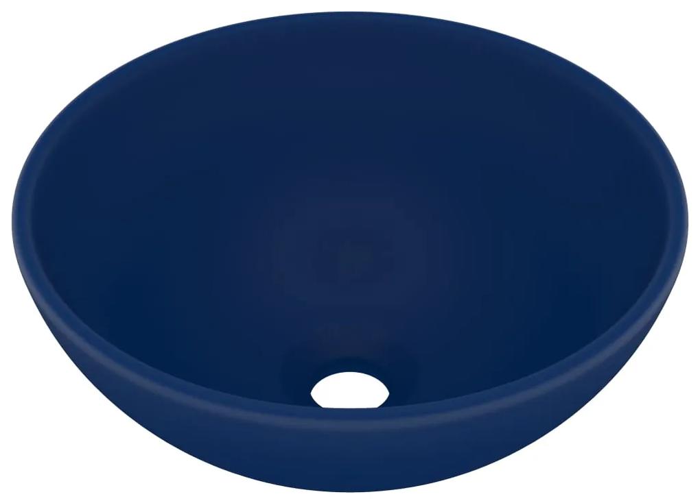 vidaXL Wastafel rond 32,5x14 cm keramiek mat donkerblauw