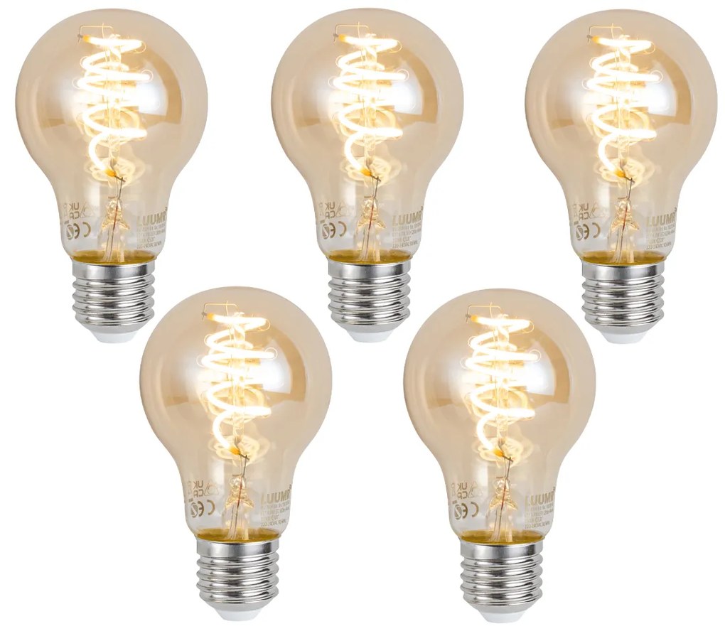 Set van 5 Smart E27 dimbare LED lampen A60 amber 4.9W 320 lm 2500K