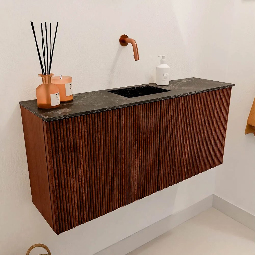 Mondiaz Joya DLux 90cm toiletmeubel ruby met wastafel faye midden zonder kraangat lava