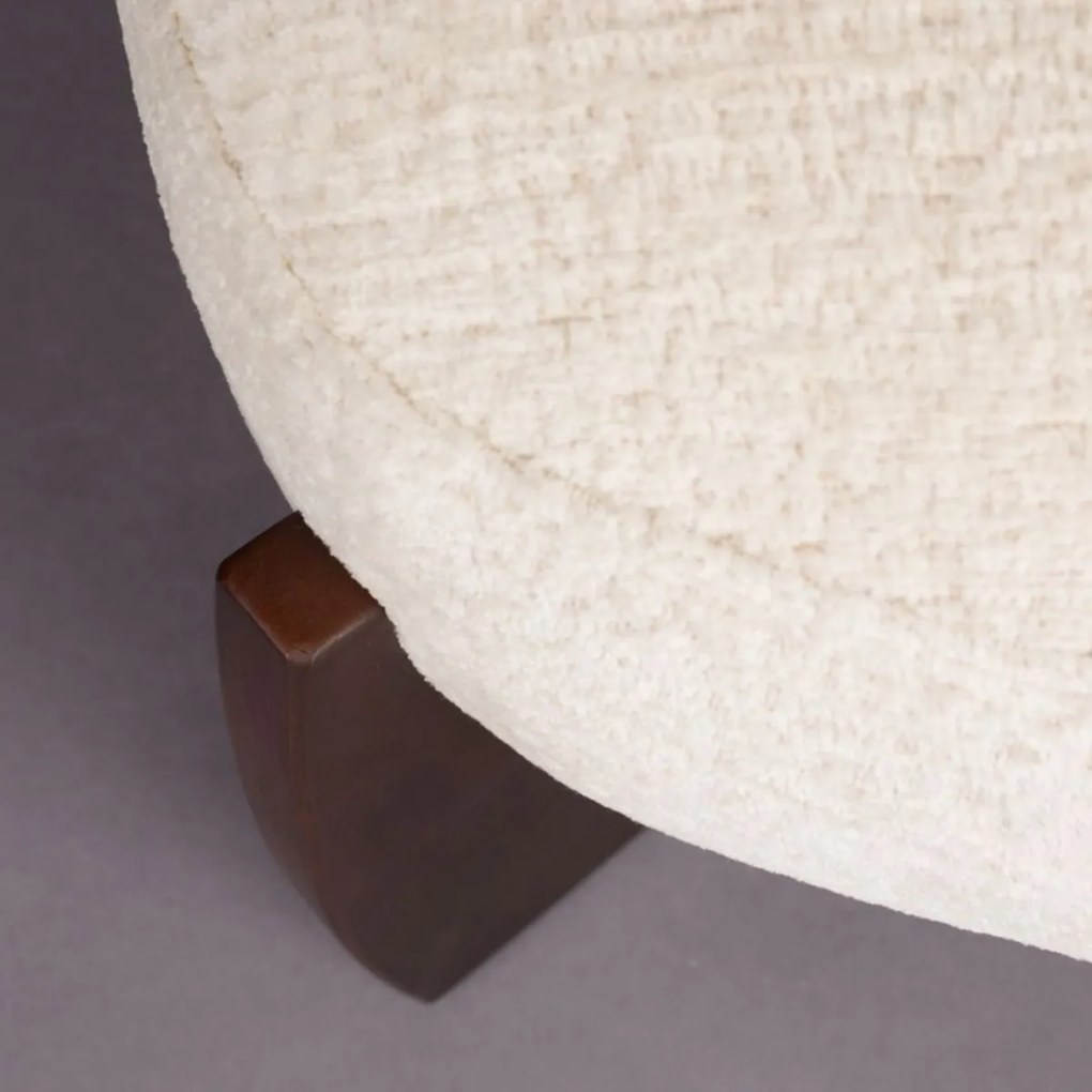 Dutchbone Emilius Retro Poef Beige Walnoot