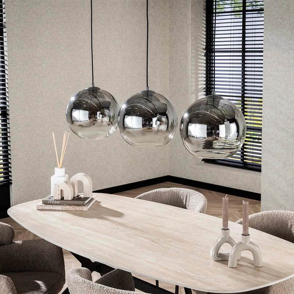 Eettafel Hanglamp Met Rookglas Bollen