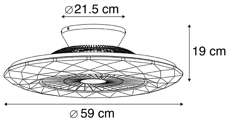 Plafondventilator met lamp zilver met ster effect 59cm incl. LED dimbaar met afstandsbediening - Clima Design rond Binnenverlichting Lamp