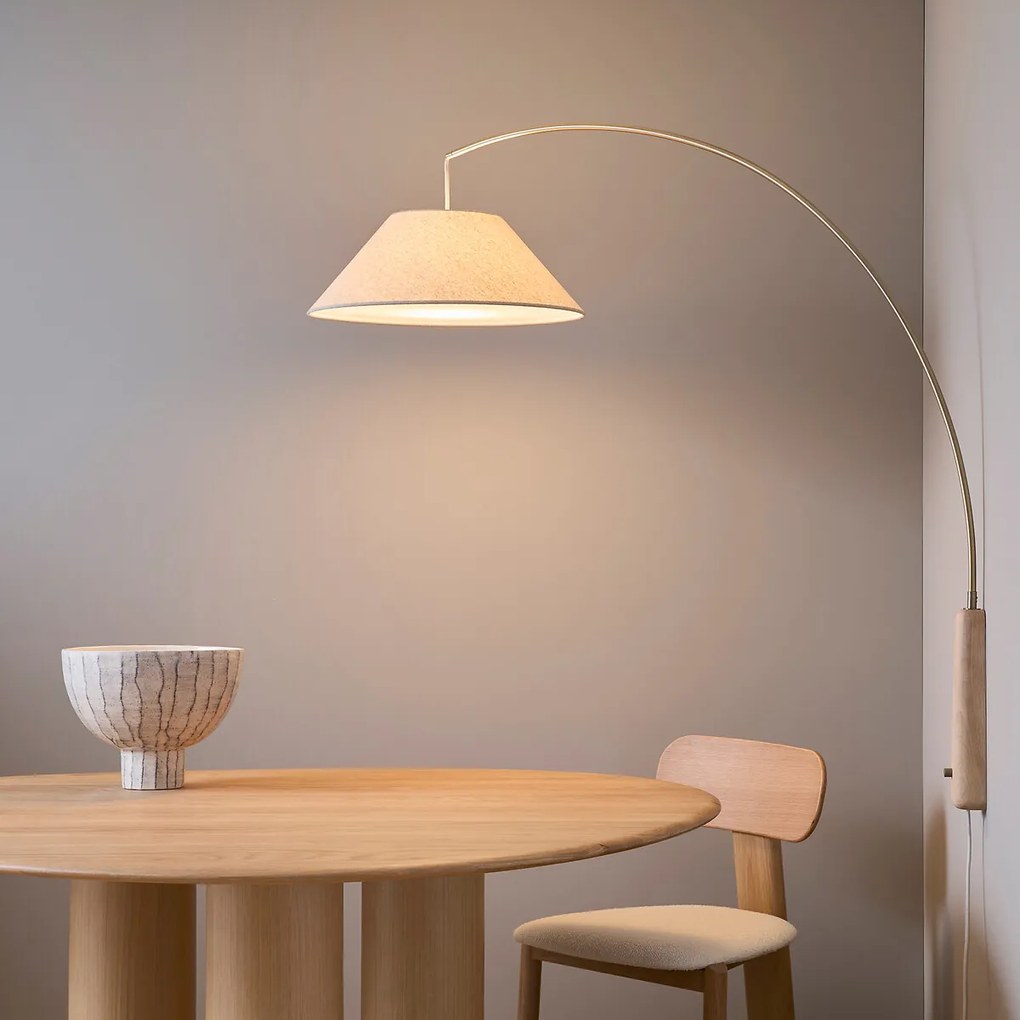 Wandlamp van massief eikenhout en linnen, NESTWOOD