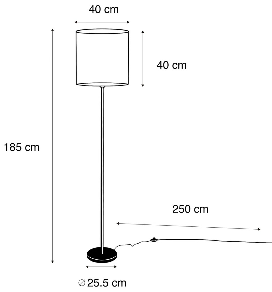 Vloerlamp zwart met velours kap brons 40cm - Simplo