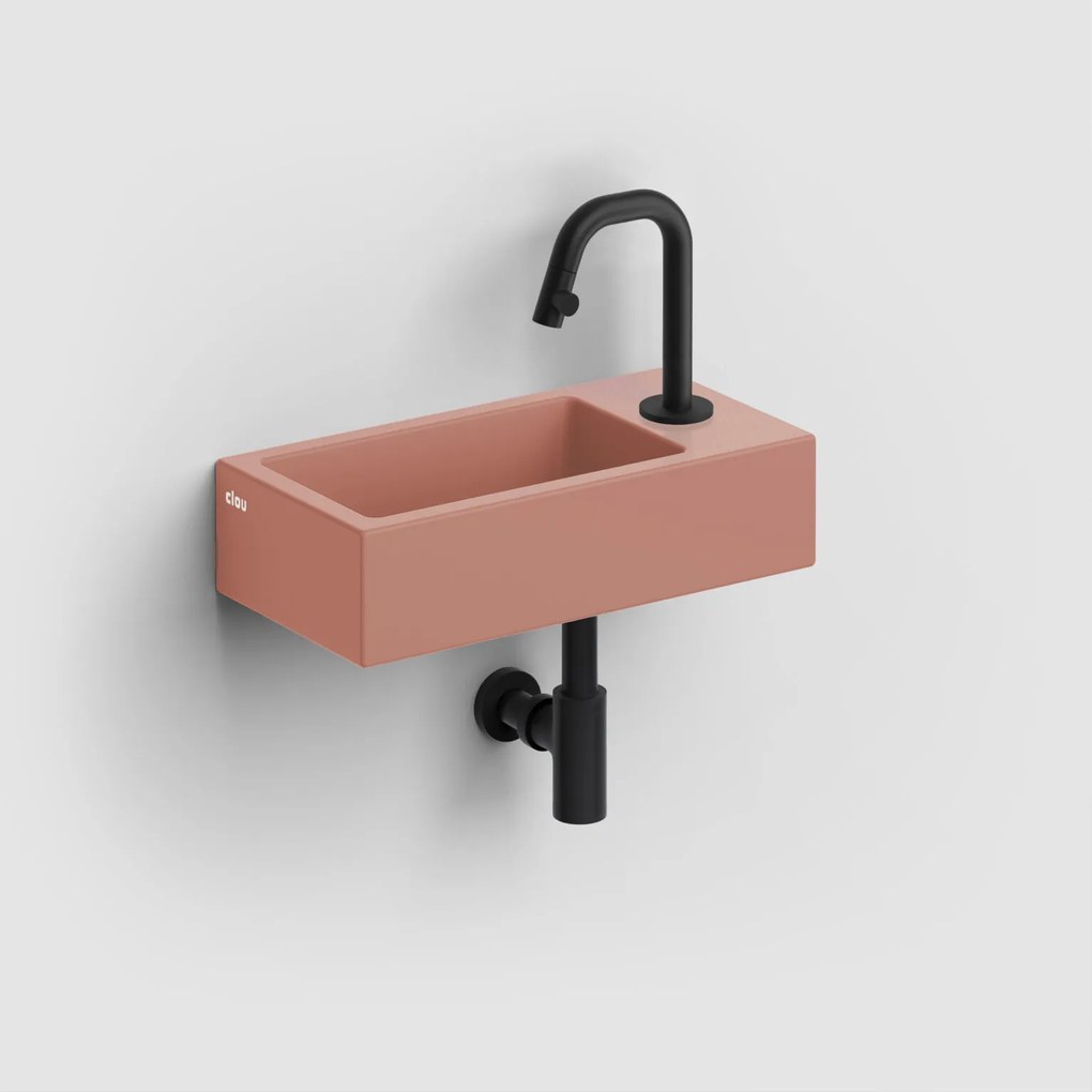 Clou Flush 3 keramische fontein 36cm met kraangat rechts roze mat