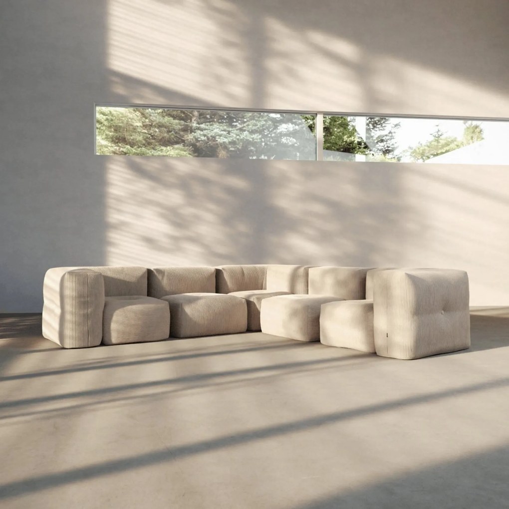 Soft Zitzak Indoor 5 Seater Hoekbank - Corduroy Beige