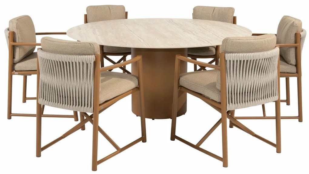 4 Seasons Outdoor Marina tuinset amber met Colorado tafel Ø 160 cm SALE Tuinset   beige weerbestendig
