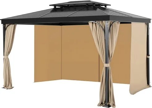 VEVOR Gazebo-gordijn 2825x342x2215mm, 4-delige zijwandgazebo-privacygordijnen met ritsen, zonwerende gordijnen als vervanging voor terrasoverkapping, ALLEEN gordijnen beschikbaar, Khaki