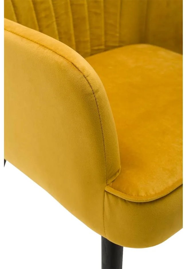 Goossens Eetkamerstoel Rob geel velvet stof met armleuning, urban industrieel