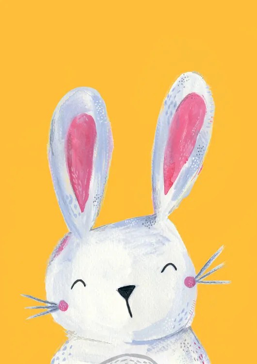 Ilustratie Woodland bunny on mustard, Laura Irwin