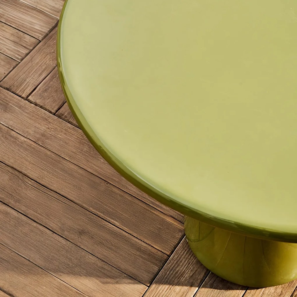 Kave Home Albanella Groene Salontafel Glanzend Cement 65 Cm - 65 X 65cm.
