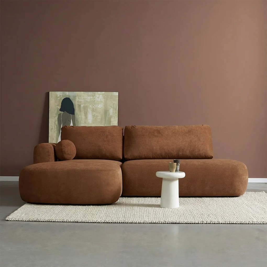 Hoek Slaapbank Chaise Longue Links Roest-oranje