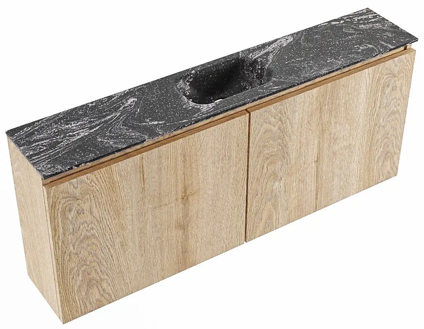 Mondiaz Ture DLux toiletmeubel 120cm washed oak met wastafel lava midden met kraangat