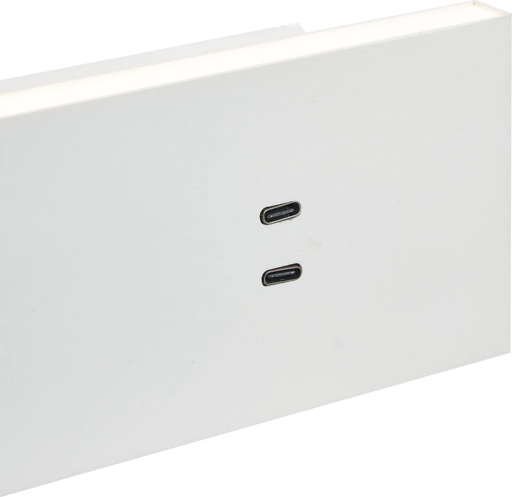Set van 2 moderne wandlampen wit verstelbaar met USB-C incl. LED - Modric