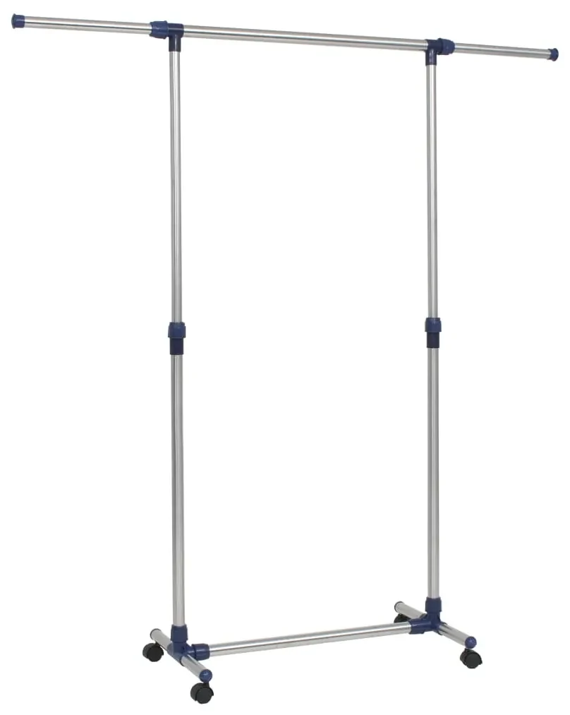 vidaXL Kledingrek verstelbaar 165x44x150 cm roestvrij staal zilver