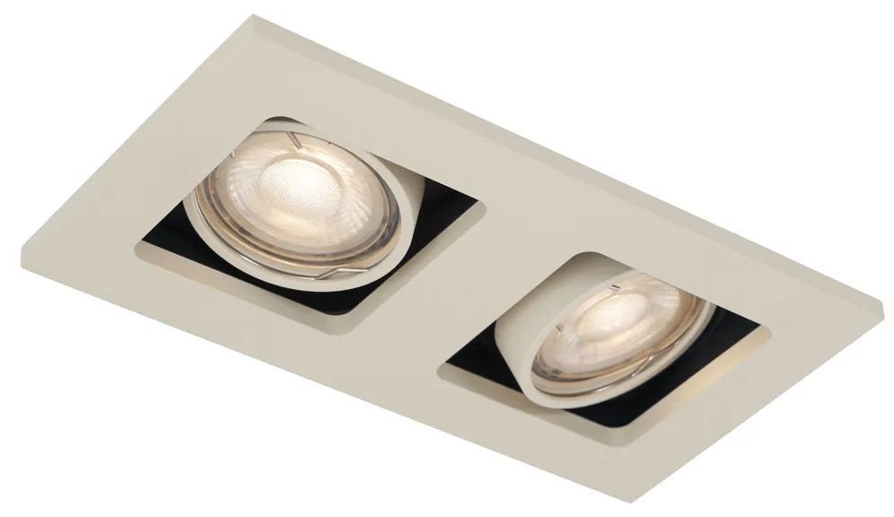 Set van 6 Moderne inbouwspot beige GU10 50mm draai- en kantelbaar 2-lichts - Qure GU10 Binnenverlichting Lamp