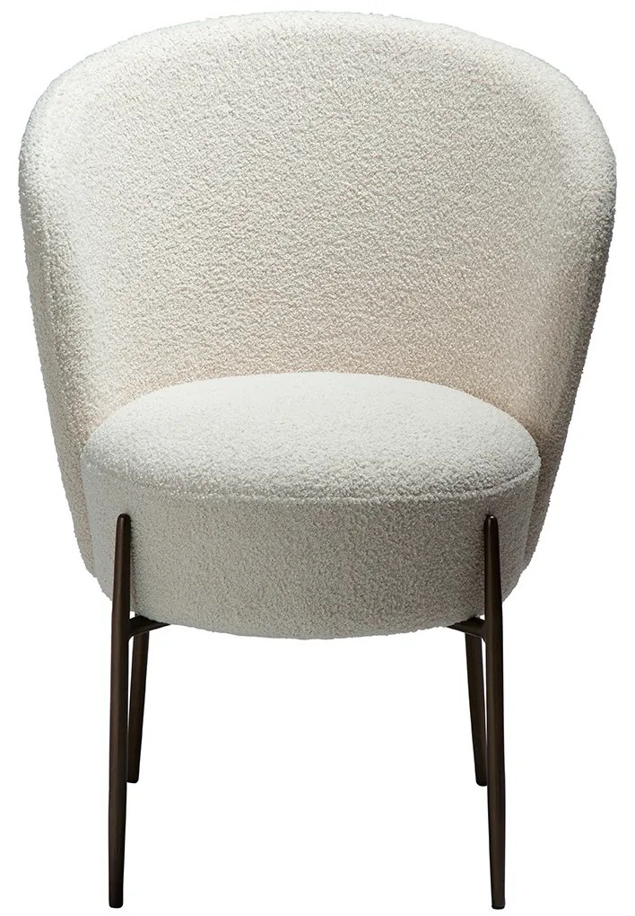 Dan-Form Orbit Eetkamerstoel Met Hoge Rugleuning Rond Boucle Lichtgrijs