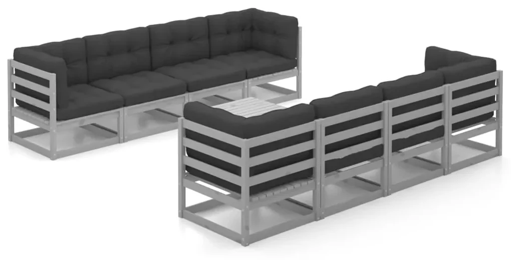 vidaXL 9-delige Loungeset met kussens massief grenenhout