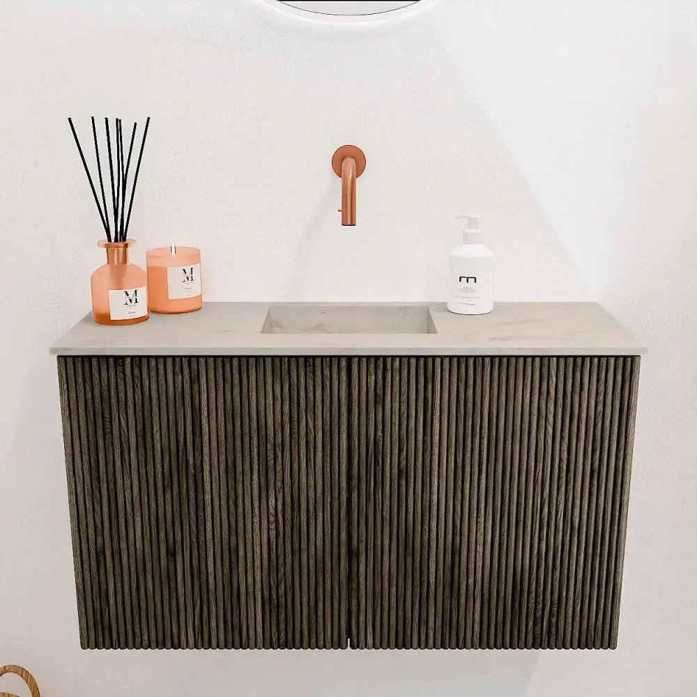 Mondiaz Joya DLux 70cm toiletmeubel shadow met wastafel faye midden zonder kraangat opalo