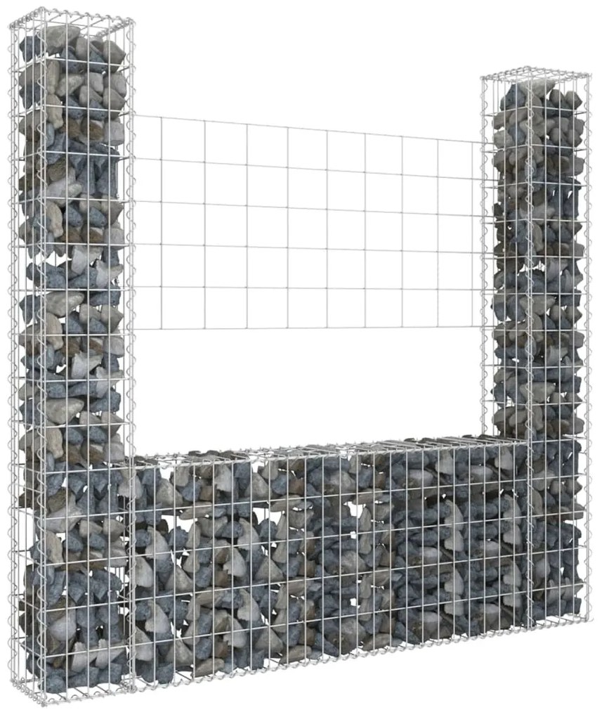 vidaXL Schanskorf U-vormig met 2 palen 140x20x150 cm ijzer