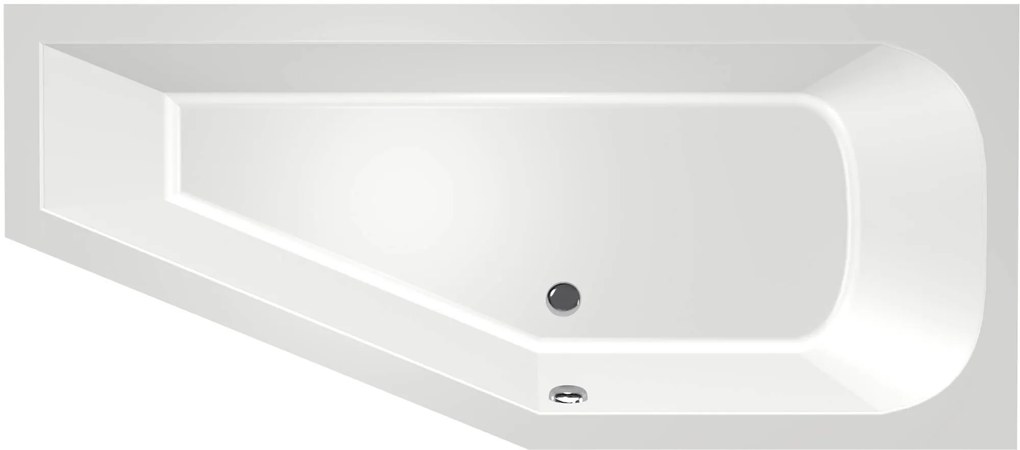 Xenz Lagoon Compact douchebad met ligzijde en hoek rechts 160x75cm glans wit acryl