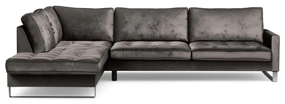 Rivièra Maison - West Houston Corner Sofa Chaise Longue Left, velvet, grimaldi grey - Kleur: grijs