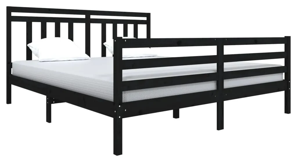 vidaXL Bedframe massief hout zwart 180x200 cm 6FT Super King