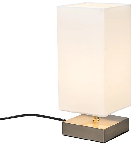 Moderne tafellamp wit met staal - Milo Design, Industriele / Industrie / Industrial, Modern E14 vierkant Binnenverlichting Lamp