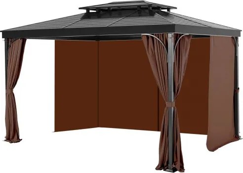 VEVOR Gazebo-gordijn 3440x3440x2130 mm, 4-delige zijwandgazebo-privacygordijnen met ritsen, zonwerende gordijnen als vervanging voor terrasoverkapping, ALLEEN gordijnen, bruin