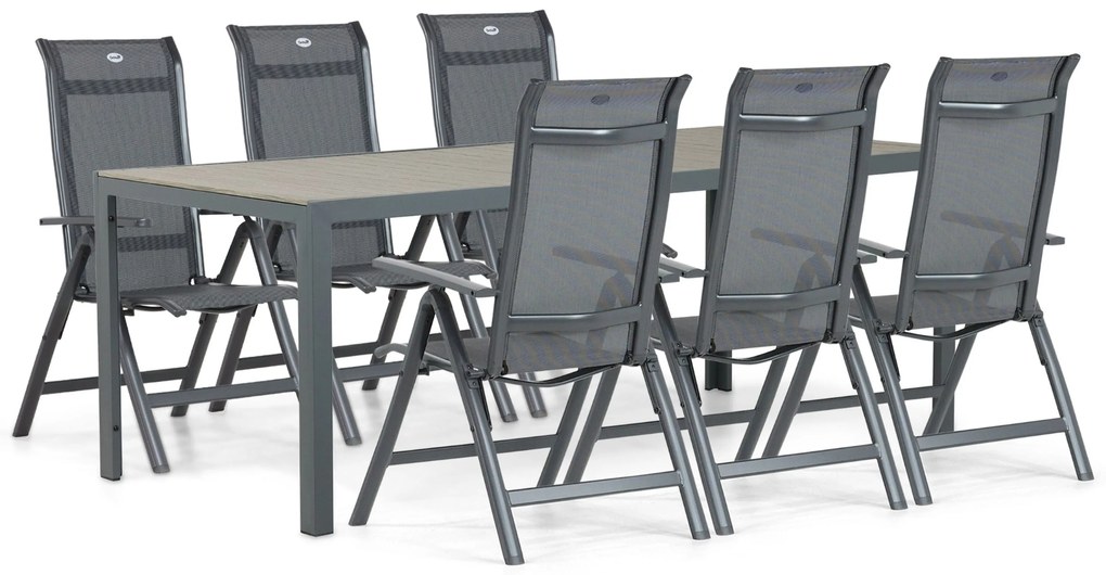 Tuinset 6 personen 200 cm Aluminium/textileen Grijs Hartman Alice/Solare