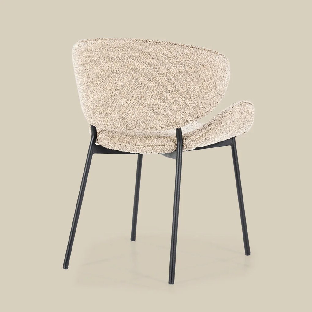 Boucle Eetkamerstoel Ronde Rug Zandkleur