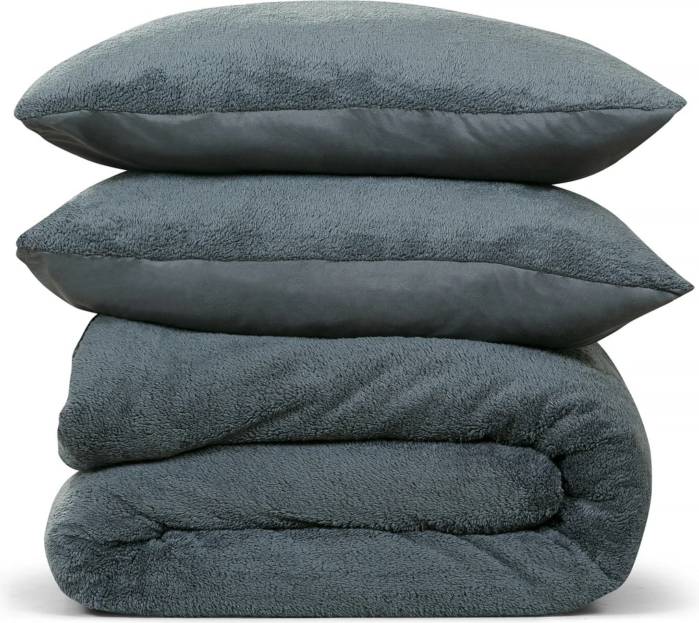 Dekbedovertrek Teddy Fleece – 100% zacht materiaal – 140×220 – antraciet