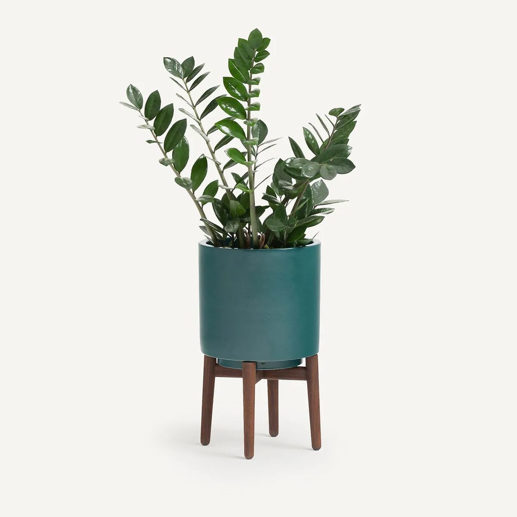 Bloempot op poot in notenhout H43 cm, Florian