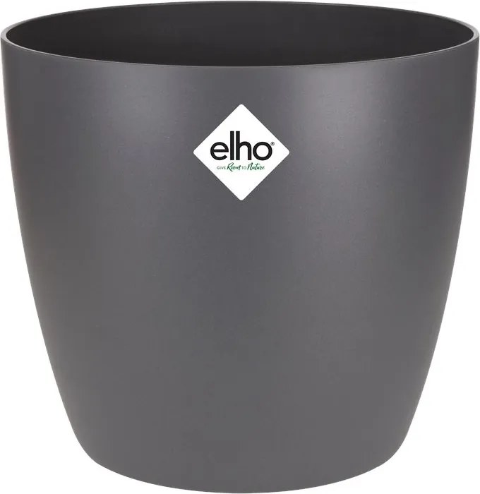 elho Brussels Rond 25 - Antraciet (Zwart) - Diameter 24 x H 23 cm - Ideaal voor binnen - 100% gerecycled