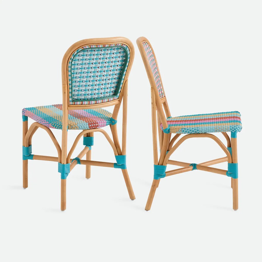 Set van 2 stoelen, van rotan en gevlochten kunsthars, MUSETTE