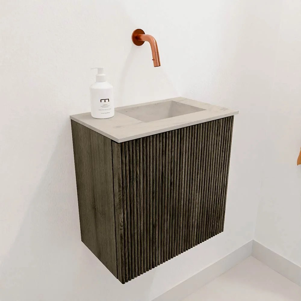 Mondiaz Joya DLux 40cm toiletmeubel shadow met wastafel faye rechts zonder kraangat opalo