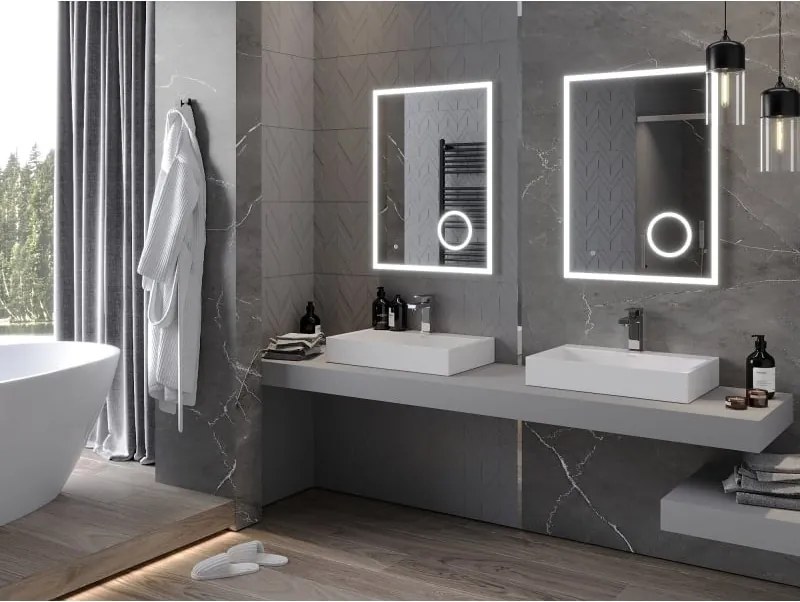 Mexen Kala verlichte badkamer spiegel met make-up spiegeltje 60 x 80 cm, LED 6000K, anti-condens - 9820-060-080-611-00