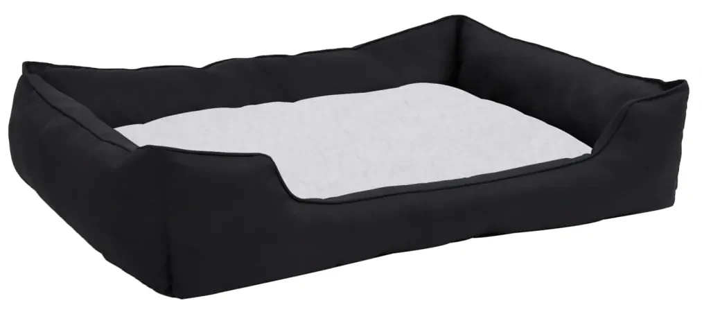 vidaXL Hondenmand linnen-look 65x50x20 cm fleece zwart en wit