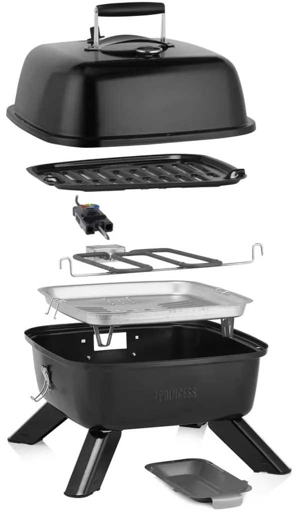 Princess Barbecuegrill draagbaar hybride 2000 W zwart