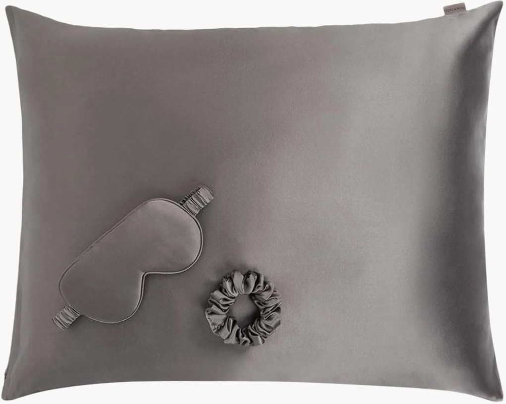 Zijden slaapset Charcoal L, 3-delig