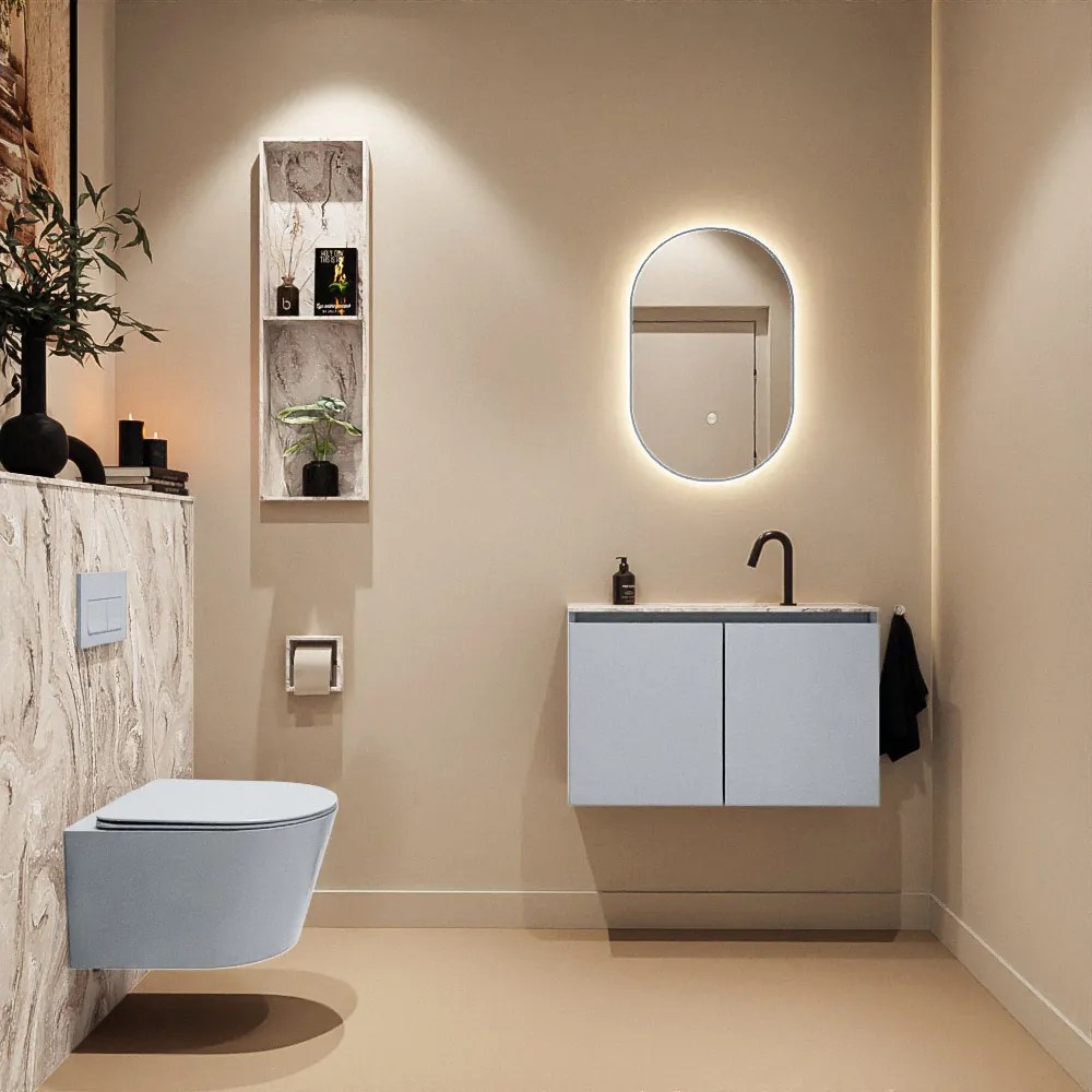 Mondiaz Ture DLux toiletmeubel 80cm clay met wastafel glace midden met kraangat