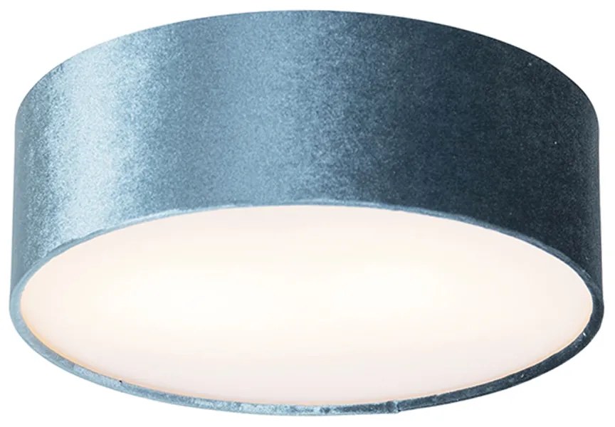 Moderne plafondlamp blauw 30 cm met gouden binnenkant - Drum