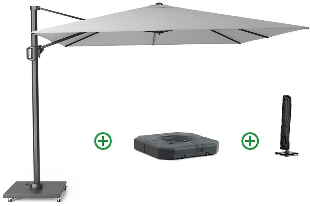 Platinum Challenger zweefparasol 3x3m T1 (incl. voet + hoes) light grey