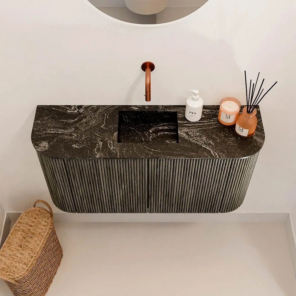 Mondiaz Joya DLux 85cm toiletmeubel ronding links/rechts shadow met wastafel faye midden zonder kraangat lava