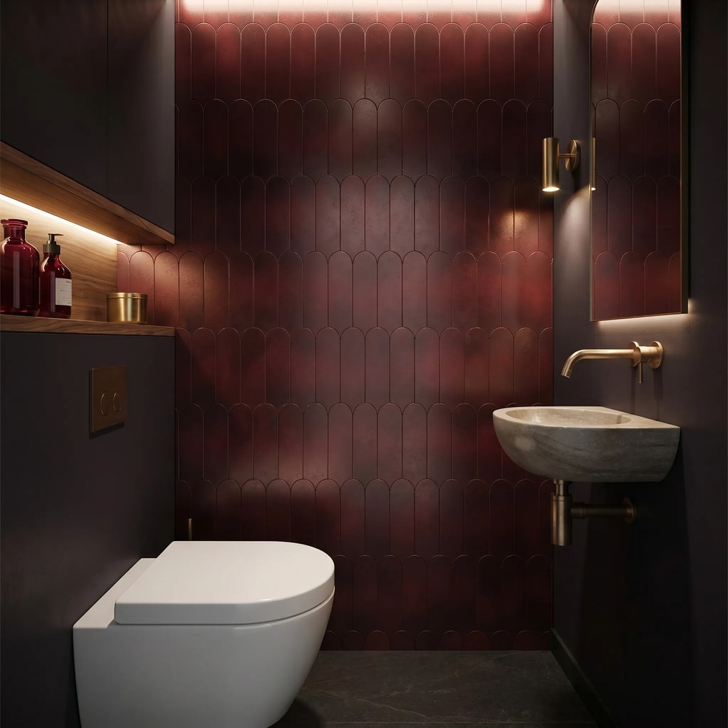 Zelfklevende Mozaïektegels Metaal | Arch Bordeaux | 28,8×29,8 cm | Keuken, Bad & WC