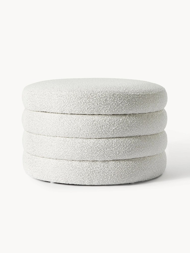 XL bouclé gestoffeerde poef Alto met opbergruimte