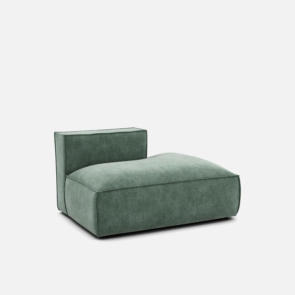 Loungebank element rechts voor modulaire bank, in fluweel met structuur, SEVEN