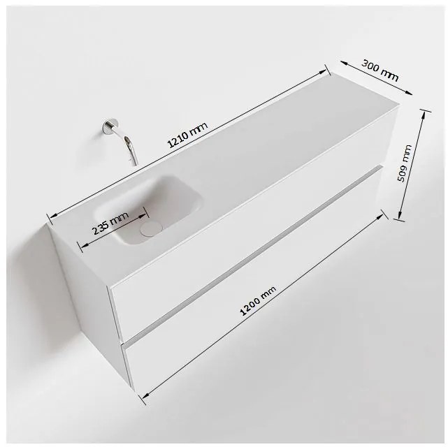 Mondiaz Ada 120cm toiletmeubel fire met wastafel urban links zonder kraangat