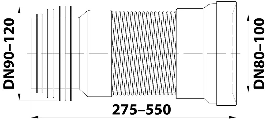 Bruckner flexibele wandclosetbocht uitschuifbaar 27,5-55cm